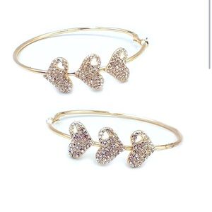 New Triple Heart Hoop Earrings